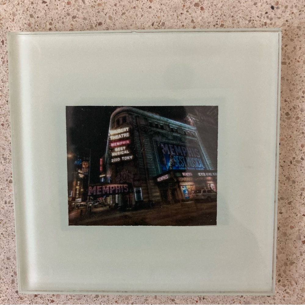 2 Different Glass Coasters From Memphis The musical Broadway Closing Night Gift